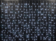 Светодиодная занавеса 300 LED, 16 Ватт, IP54, для улицы и помещения, провод Прозрачный, Свечение: постоянное, RL-CS2*1.5-T/W