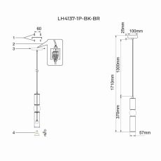 Подвесной светильник Lumien Hall Lien LH4137/1P-BK-BR