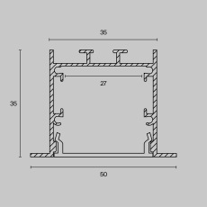 Алюминиевый профиль встраиваемый 50x35, ALM-5035-S-2M