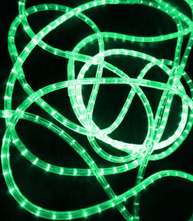 Светодиодный дюралайт Rich LED, 2-х проводной, зеленый, кратность резки 0,5 метра, диаметр 13 мм, 24 В, 100 м. RL-DL-2WH-100-24-G