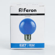 Лампа светодиодная, (3W) 230V E27 синий G60, LB-371