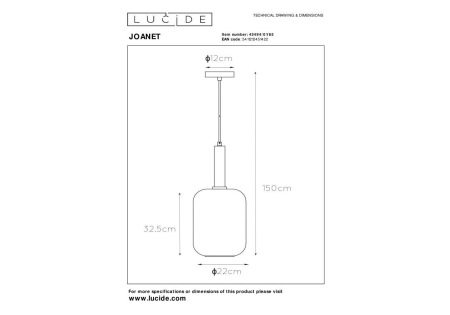 Подвесной светильник Lucide Joanet 45494/01/65