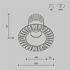 Встраиваемый светильник Dip 2700K 10Вт 50°, DL119-10W-2.7K-TRS-B