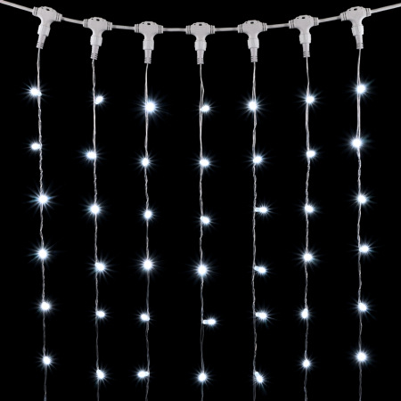 Гирлянда Занавес с Колпачком 1 x 6 м Белый 220В, 600 LED, Провод Прозрачный ПВХ, IP65