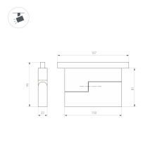 Светильник MAG-ORIENT-FLAT-FOLD-S195-6W Warm3000 (BK, 80 deg, 48V) (Arlight, IP20 Металл, 3 года)034659(1)