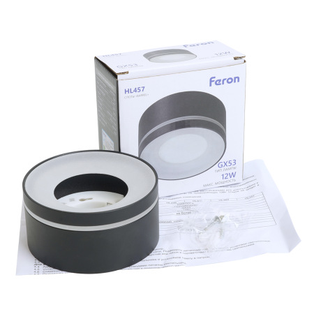 Светильник потолочный Feron HL457 12W, 230V, GX53, черный