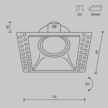 Встраиваемый светильник Dot GU10 1x50Вт DL042-01-SQ-B