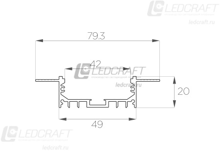 Профиль алюминиевый под шпаклевку LC-LPSH-2080-2 Anod