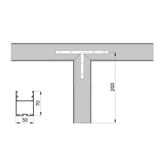 Соединитель  RVE-CONNECT-T  угловой T-образный для встраиваемого профиля 50x70 мм.