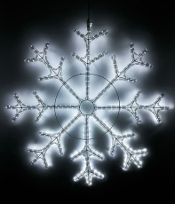 Светодиодная Снежинка Ø1,1м Белая, Дюралайт на Металлическом Каркасе, IP54