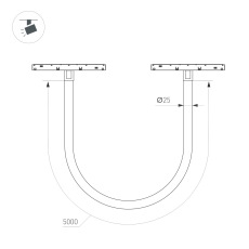 Светильник MAG-ORIENT-TUBE-ELASTIC-R25-L5000-70W Warm3000 (BK, 360 deg, 48V, DALI) (Arlight, IP20 Металл, 3 года)