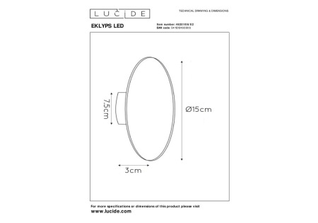 Настенный светодиодный светильник Lucide Eklyps Led 46201/06/02