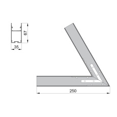 Соединитель  RVE-CONNECT-60  угловой 60° для встраиваемого профиля 35x67 мм.