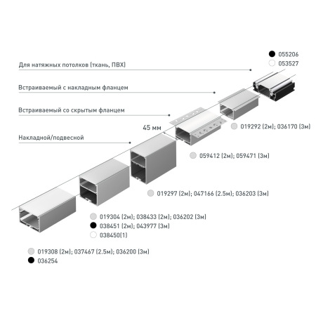 Профиль LINIA45-FANTOM-2000 ANOD (Arlight, Алюминий)