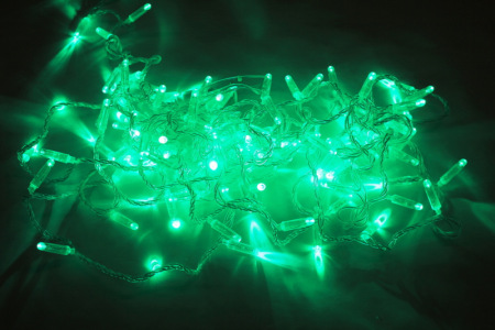 LED-PLS-100-10M-240V-LG/C-W/O, светло-зелен/прозр. провод, соед (без сил шнура) С КОЛПАЧКОМ