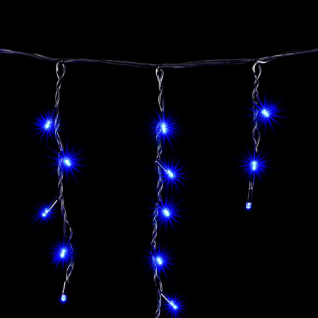 Гирлянда Бахрома 3,1 x 0,5 м Синяя 220В, 120 LED, Провод Черный Каучук, IP54