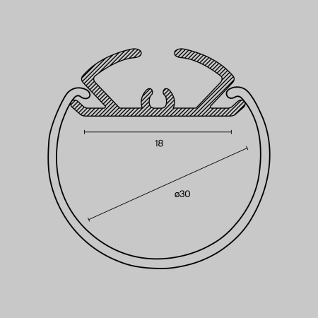Алюминиевый профиль подвесной, ALM-D30-S-2M