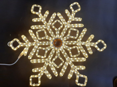 Светодиодная снежинка Rich LED, теплый белый, дюралайт на металлокаркасе, 70 см, 360 LED, 220 B. RL-SFDL70-WW