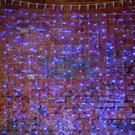 Гирлянда Светодиодный Дождь 2х1,5м, постоянное свечение, Прозрачный провод, 230 В, диоды СИНИЕ, 192 LED