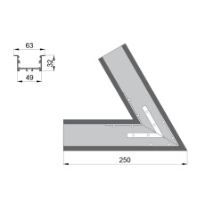 Соединитель  RVE-CONNECT-60  угловой 60° для встраиваемого профиля V_63x32 мм.