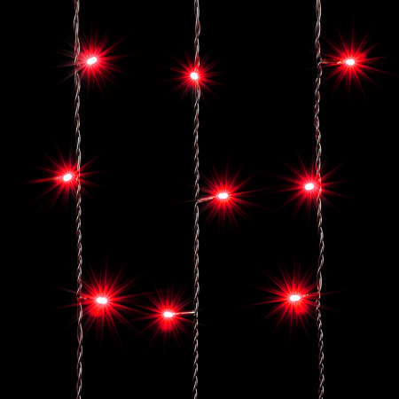 Гирлянда Занавес 2 x 2 м Красный 220В, 400 LED, Провод Черный ПВХ, IP54