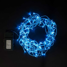 Гирлянда Бахрома на Батарейках 3 х 0,5 м Светло-Голубая, 100 LED, Провод Прозрачный Силикон, IP65
