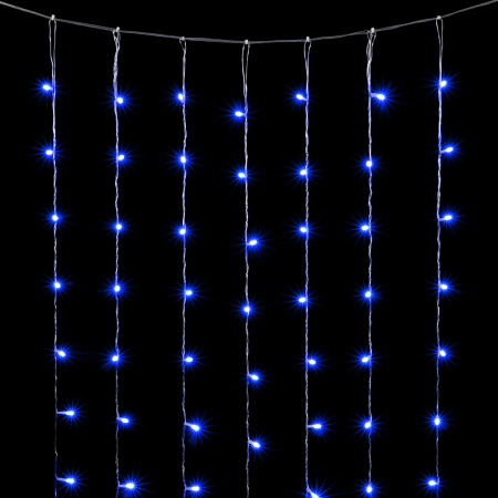 Гирлянда Занавес 2 x 2 м Синий 220В, 400 LED, Провод Прозрачный ПВХ, IP20