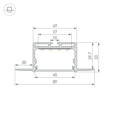 Профиль LINIA45-FANTOM-3000 ANOD (Arlight, Алюминий)