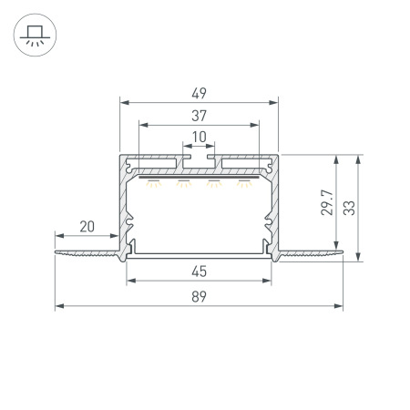 Профиль LINIA45-FANTOM-3000 ANOD (Arlight, Алюминий)