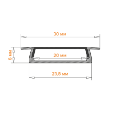 Профиль алюминиевый WOLTA WAP-I-30/6/2000-A встраиваемый серый 6x30,4x2000мм Профиль алюминиевый WOLTA WAP-I-30/6/2000-A встраиваемый серый 6x30,4x2000мм