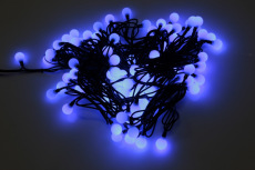 LED-PLR-100-15M-240V-B/BL 100 LED цвет синий, белые матовые шарики D2,5см, 15m, черный кауч.провод,