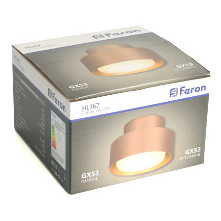 Светильник потолочный Feron HL367 Barrel AURA 12W, 230V, GX53, золото IP44