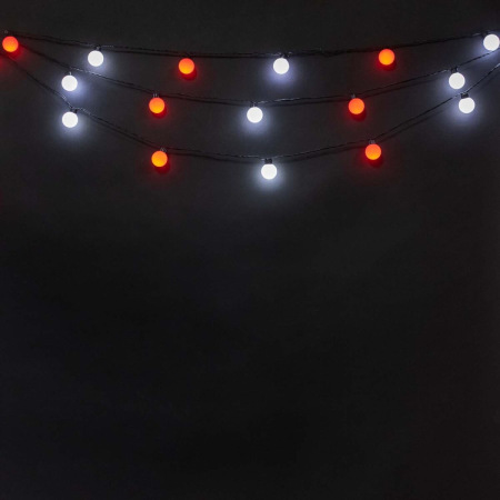Гирлянда «Шарики» 5м Красно-Белая, Диаметр Шарика 40мм, 20 LED, Провод Черный Каучук, IP54