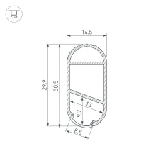 Профиль WARDROBE-1530-2000 ANOD (Arlight, Алюминий)