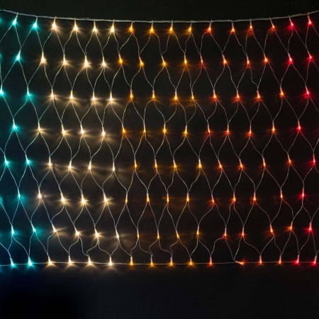 Светодиодная Сеть с Эффектом Бегущий Огонь 3 x 1 м Разноцветная 24В, 320 LED, Провод Прозрачный Силикон, IP65