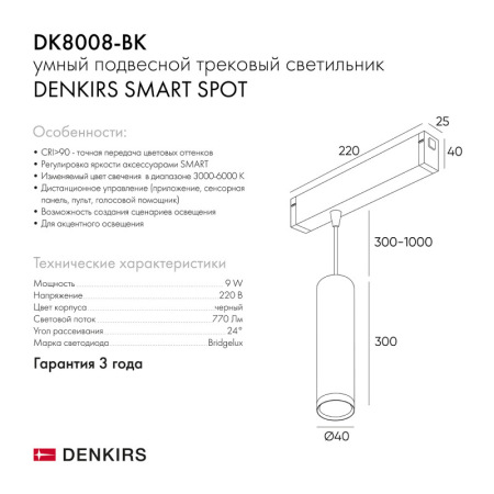 Трековый светильник Denkirs DK8008-BK