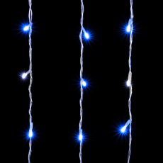 Гирланда Занавес 2 x 2 м Синий с Мерцанием Белого Диода 220В, 400 LED, Провод Прозрачный ПВХ, IP54