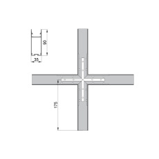 Соединитель  RVE-CONNECT-X  угловой X-образный для встраиваемого профиля 35x90 мм.