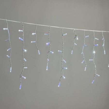 Гирлянда Бахрома 3,1 x 0,5 м Белая с Мерцанием Белого Диода 220В, 120 LED, Провод Белый Каучук 2,3мм, IP65
