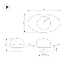 Светильник SP-PERLEN-WALL-L350-6W Warm3200-MIX (BK, 150 deg, 230V, TOUCH-DIM) (Arlight, IP20 Металл, 5 лет)