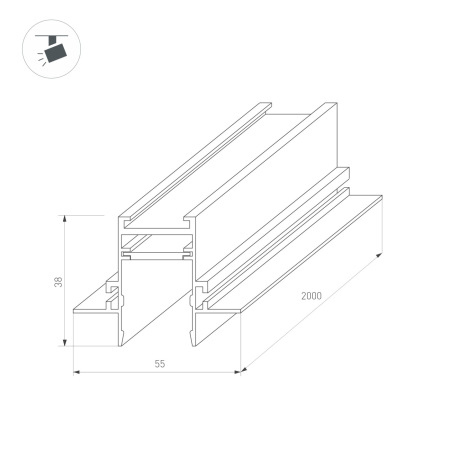 Трек встраиваемый MAG-TRACK-2538-FDW-2000 (BK) (Arlight, IP20 Металл, 5 лет)