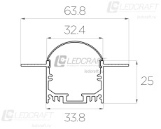 Профиль алюминиевый под шпаклевку LC-LPSH-2564-2 Anod