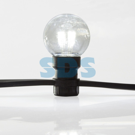 Гирлянда LED Galaxy Bulb String 10м, черный КАУЧУК, 30 ламп*6 LED БЕЛЫЕ, влагостойкая IP65