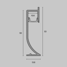 Алюминиевый профиль плинтус с подсветкой 53x14, ALM-5314-S-2M