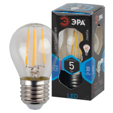 Лампа светодиодная филаментная ЭРА E27 5W 4000K прозрачная F-LED P45-5W-840-E27 Б0039191