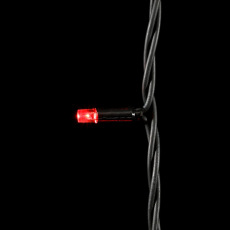 Гирлянда Нить 10м Красная с Мерцанием 24В, 100 LED, Провод Черный Каучук, IP65