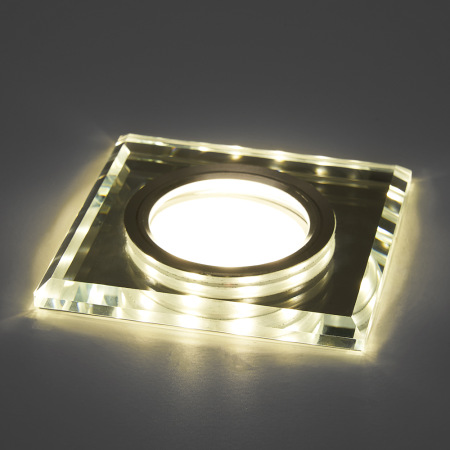 Светильник потолочный встраиваемый со светодиодной подсветкой 15LED*2835 SMD 4000K, MR16 50W G5.3, белый, хром, CD8150 с драйвером в комплекте