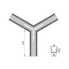 Соединитель  RVE-CONNECT-Y  угловой Y-образный для встраиваемого профиля 49х32 мм.