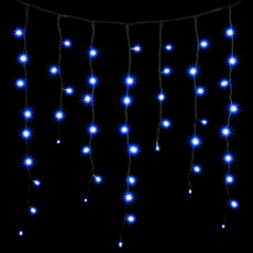 Гирлянда Бахрома 3,2 x 0,9 м Синяя 220В, 168 LED, Провод Черный Каучук, IP54