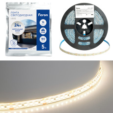 Светодиодная LED лента Feron LS512, 180SMD(2835)/м 16Вт/м 24V 5000*10*2.3мм 4000К IP65